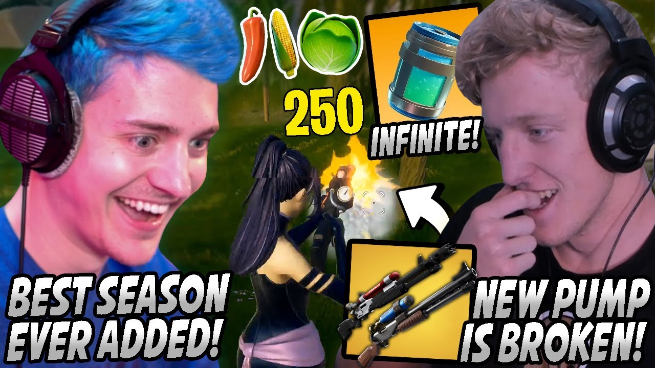 Ninja & Tfue LOVE Using *NEW* PUMP SHOTGUN, Whirlpools & Consumables! NEW Map, Sharks & AQUAMAN!