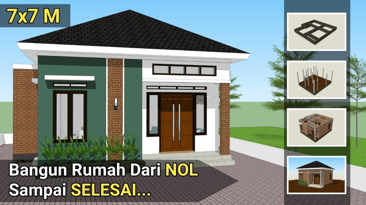 Desain Rumah Minimalis Sederhana 7x7 Meter 2 Kamar Tidur