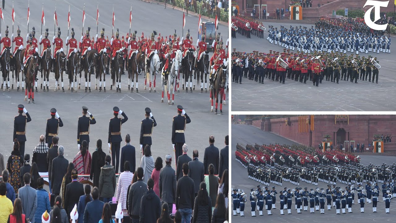 The Beating Retreat ceremony at Vijay Chowk in New Delhi