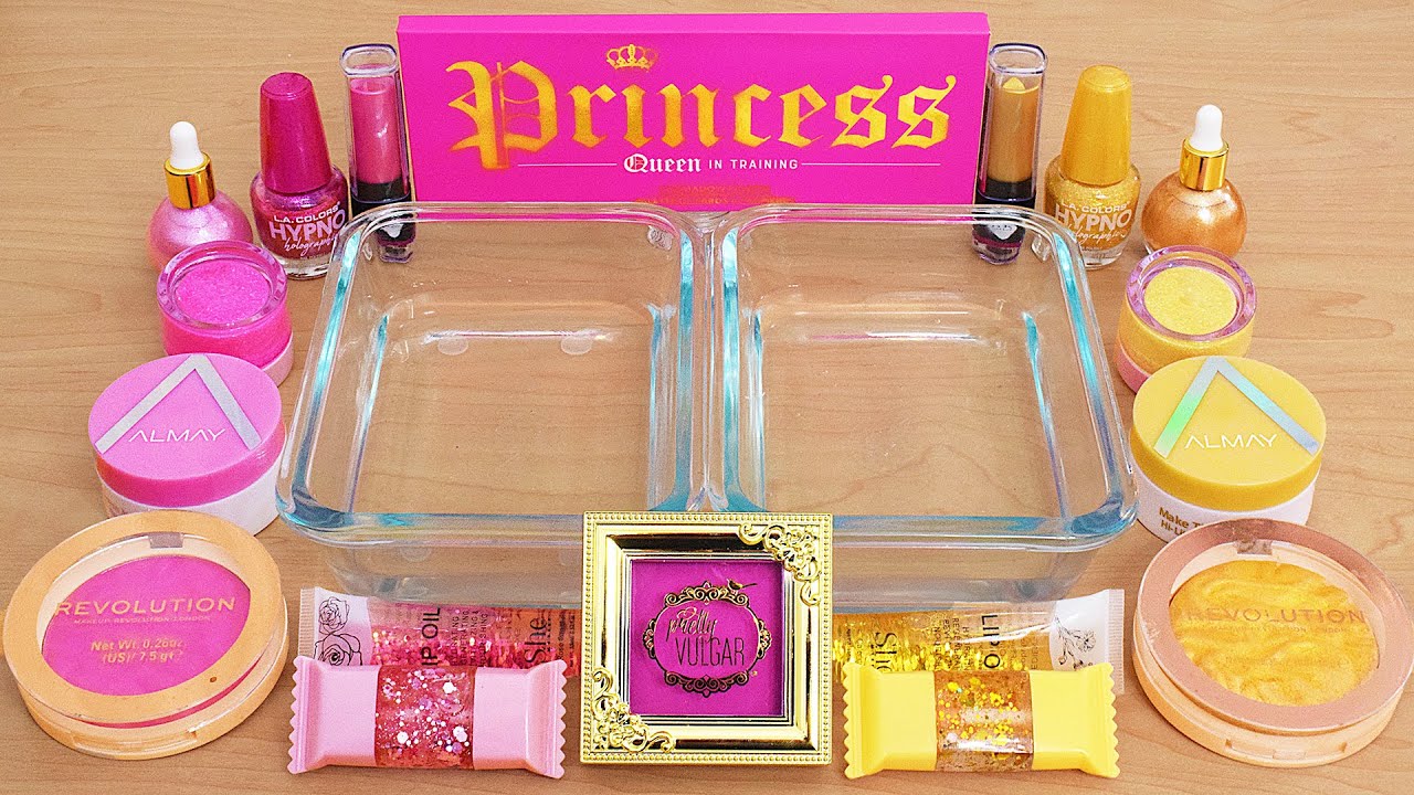 Pink vs Gold - Mixing Makeup Eyeshadow Into Slime ASMR