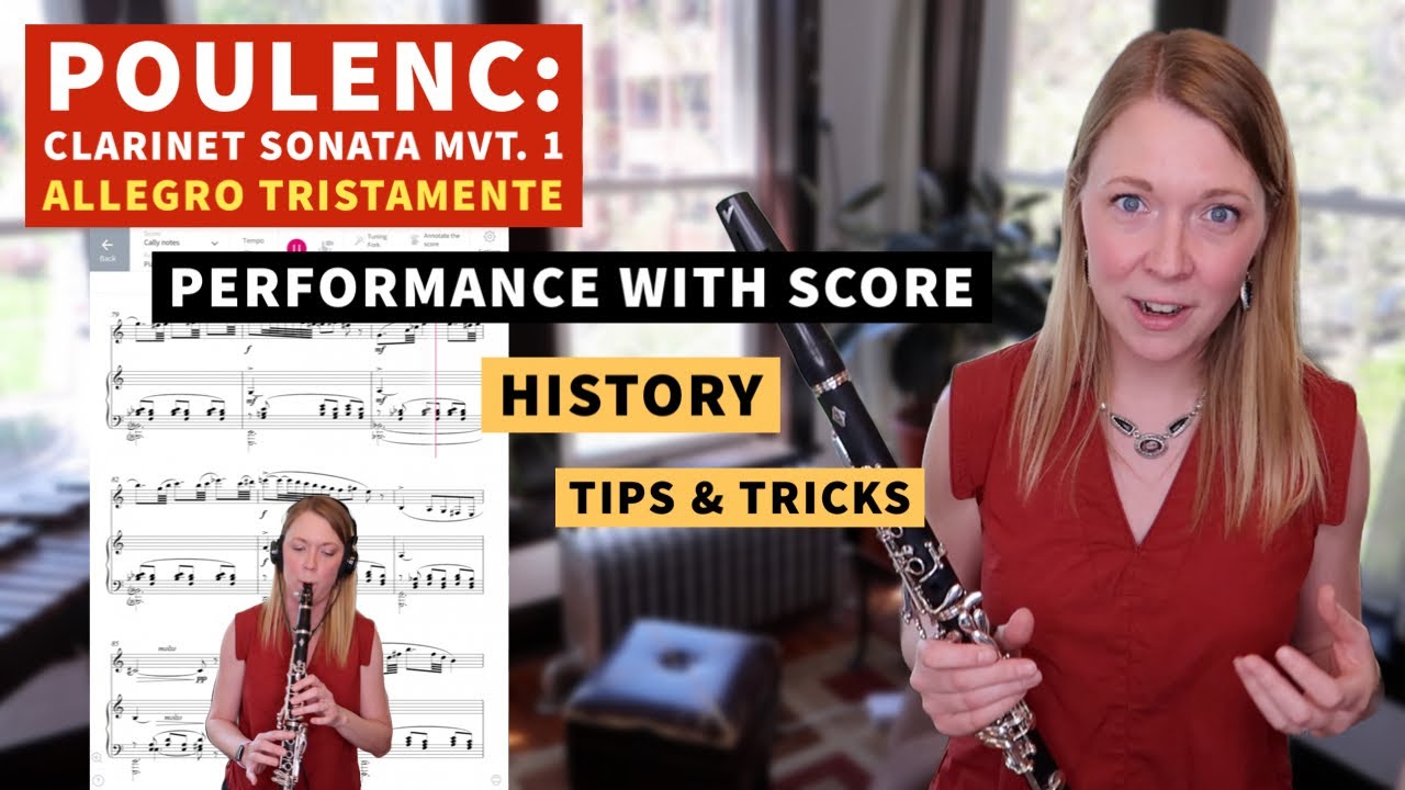 Poulenc Sonata for Clarinet  Mvt. 1  Allegro Tristamente | History & Tips | Follow Along Score!