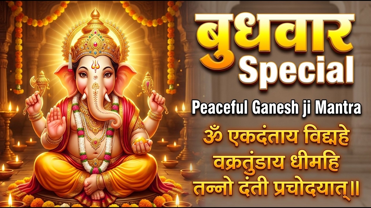 बुधवार स्पेशल गणेश जी मंत्र 🙏 | ॐ एकदंताय विद्महे | Powerful Ganesh Gayatri Mantra | Peaceful Mantra