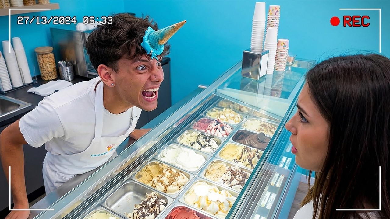 Gelataio IMPAZZISCE davanti ai clienti..