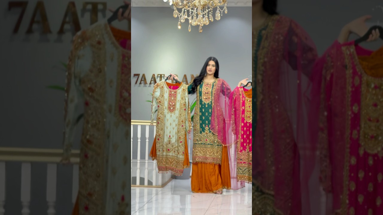 BEAUTIFUL KAMEEZ WITH SHARARA FOR MEHENDI BY 7AATRANG BRIDAL 🤩❤️ #7aatrang #indiancollection