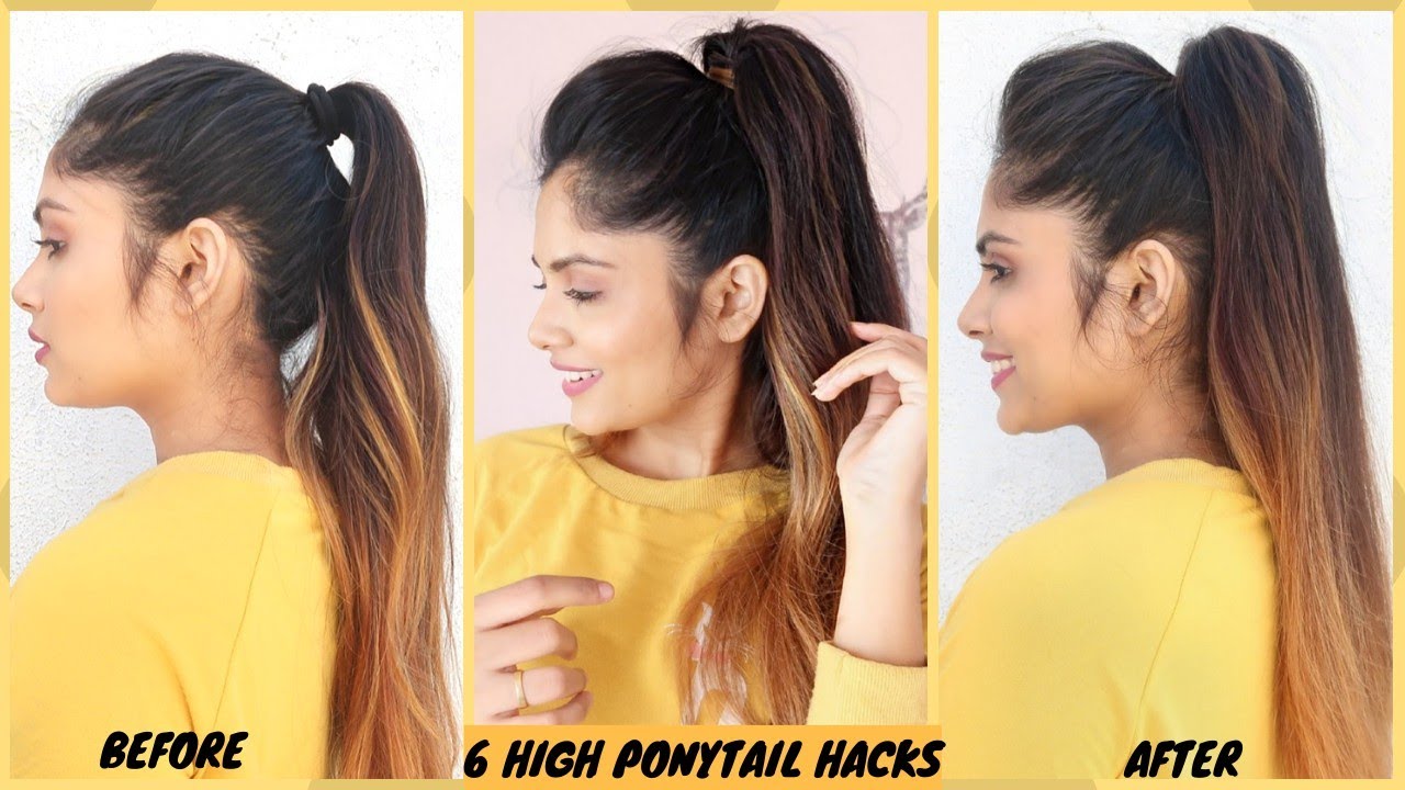 6 New Amazing High Ponytail Hairstyle Hacks/How to Keep Ponytail High /Ponytail  Tricks For College
