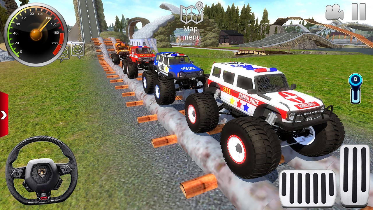 Extreme Off-Road Impossible Police Monster Truck, Fire Truck, Ambulance mud Driving #1