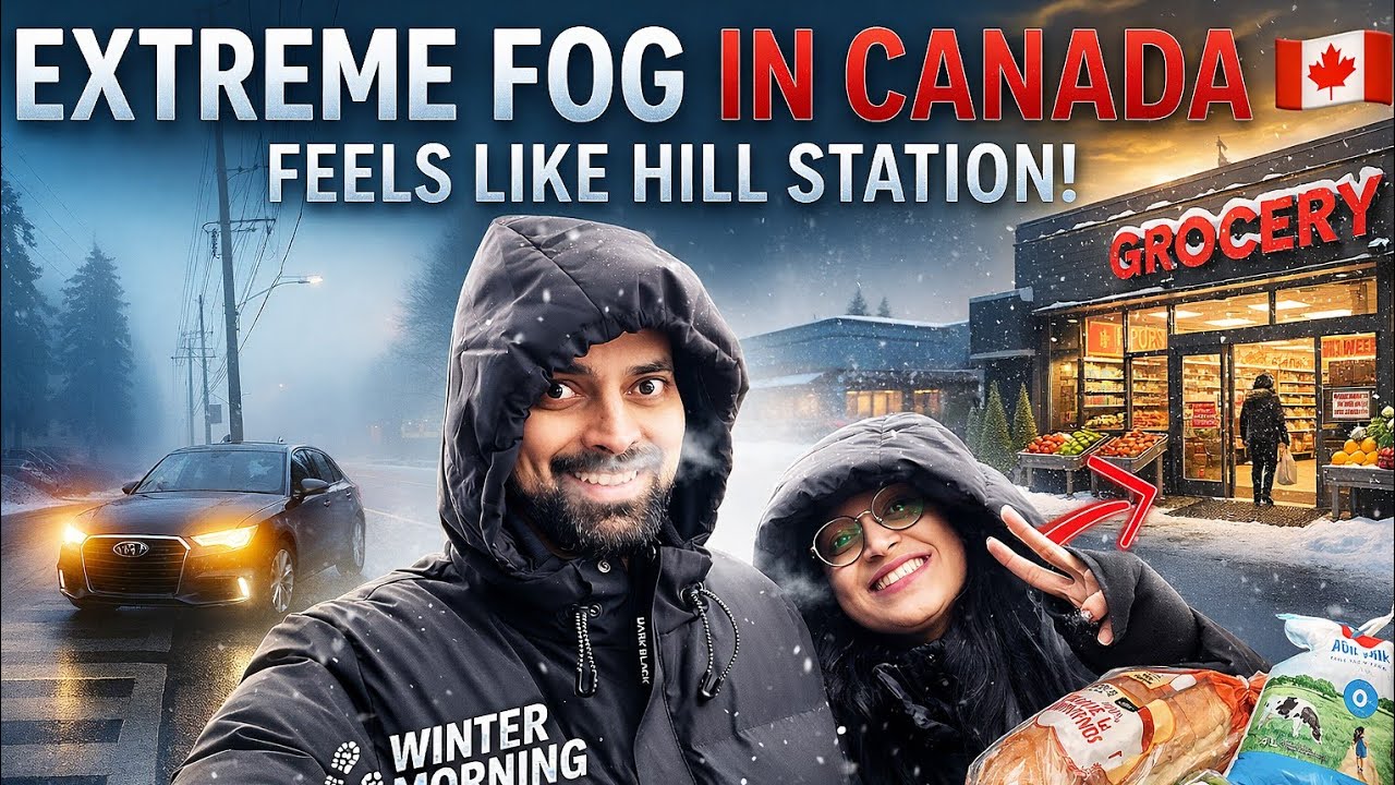 Magical Foggy Morning in Canada ❄️ Hill Station Vibes | Walk + Grocery Shopping #fog #hillstation 
