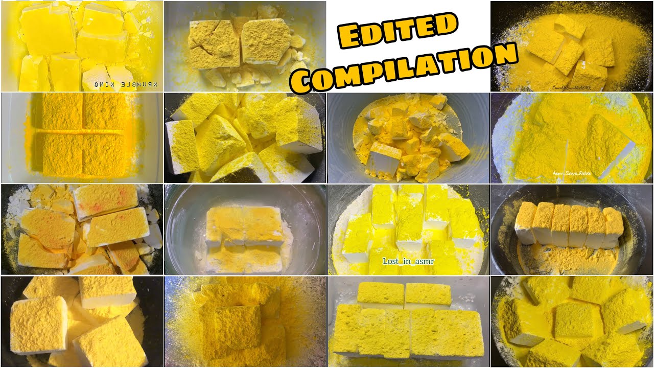 💛 Yellow Powder With Gym Chalk Crush 💛 | ASMR | EDITED COMPILATION