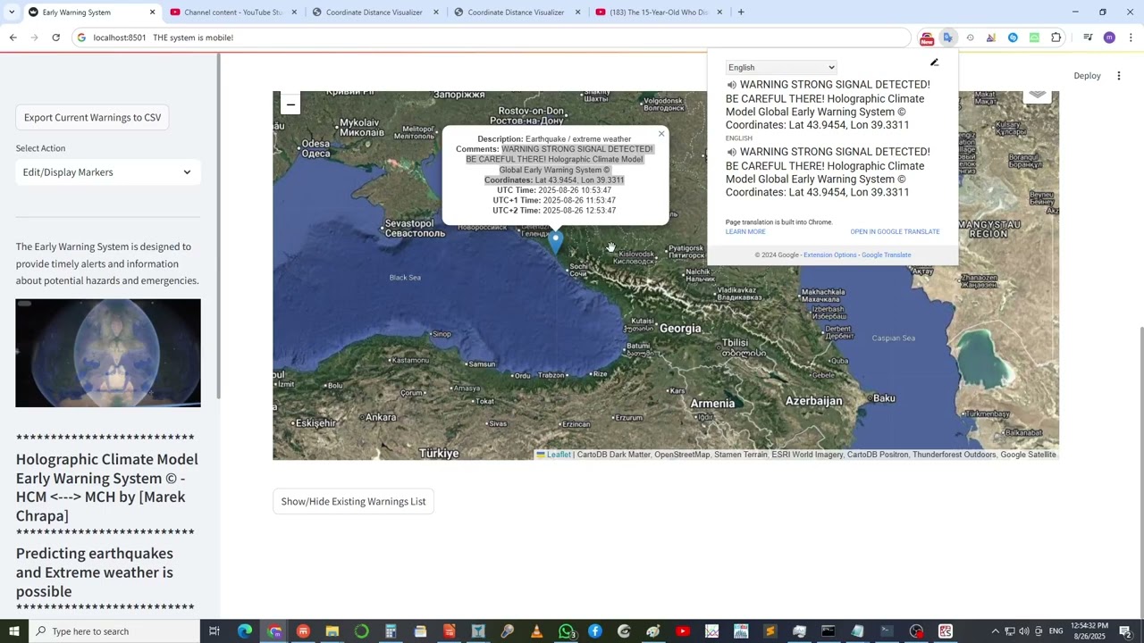 2025 08 26 12 54 Earthquake Extreme weather warning Prediction  Indonesia Black Sea Sochi region Rus