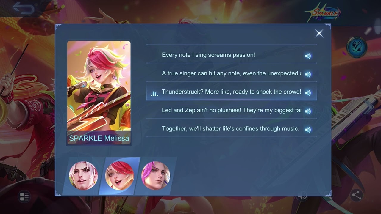 Voice lines - SPARKLE Fredrinn, Melissa, Estes | MLBB ALLSTAR 2024 | 20240420sat