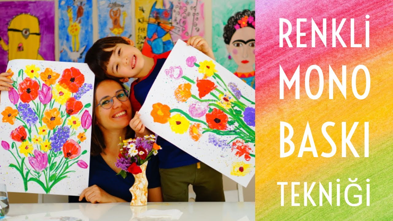 MONO BASKI TEKNİĞİ İLE BAHAR ÇİÇEKLERİ
