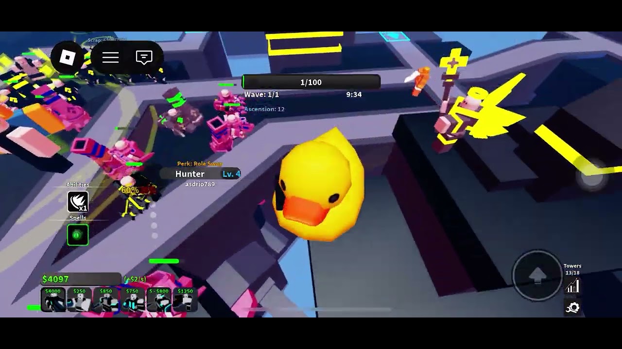 Asc 10-18 using ducky (Critical tower defense)