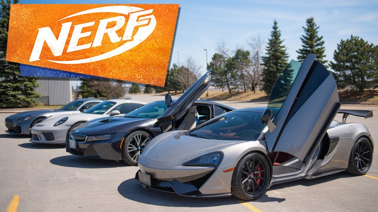 DIY Homemade Nerf Gun Powered By Super Cars - McLaren 570S, Porsche GT3, Mercedes AMG GTR, BMW I8