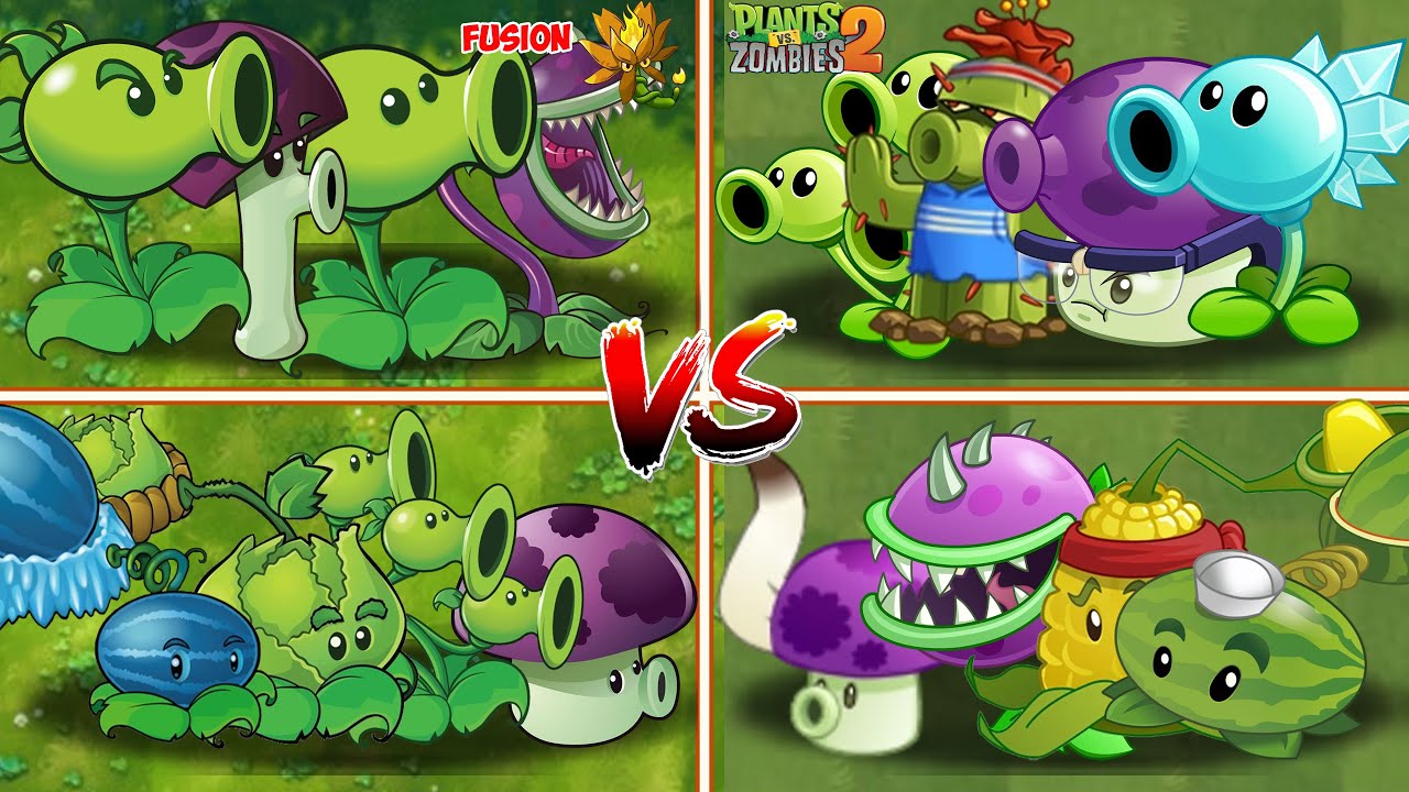 PVZ  FUSION VS PVZ 2 - 4 Plants Team Vs 4 Plants Team Vs Zombie Team - p41 - Who's the best ?
