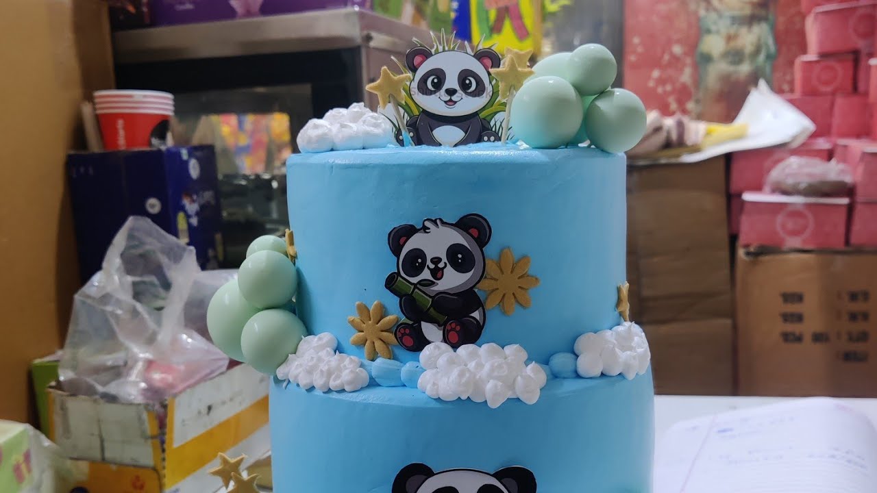 Panda photo cake design full recipe 