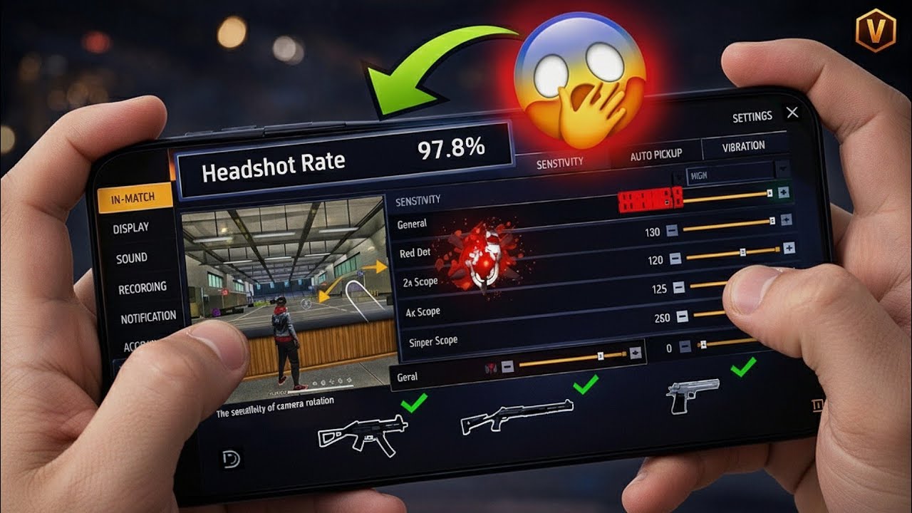 2 Finger Custom HUD Free Fire Code 2 🔥 Better Aim & Faster Control