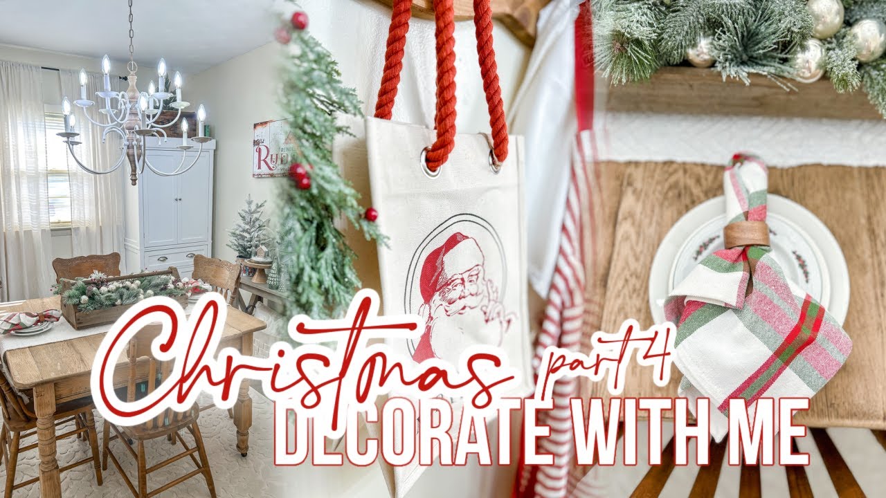 CHRISTMAS DECORATE WITH ME PART4! 🎄DECORATING MY VINTAGE COTTAGE DINING ROOM FOR CHRISTMAS!