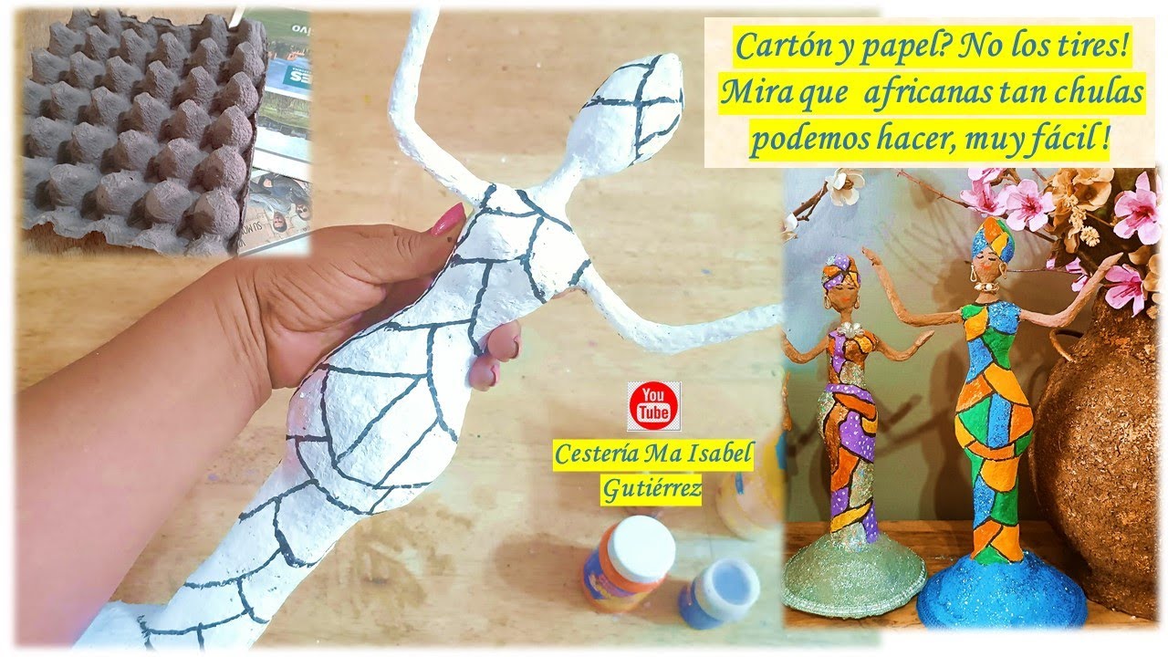 Africanas con cartón, paso a paso muy fácil. Manualidades con cartón. How to make african