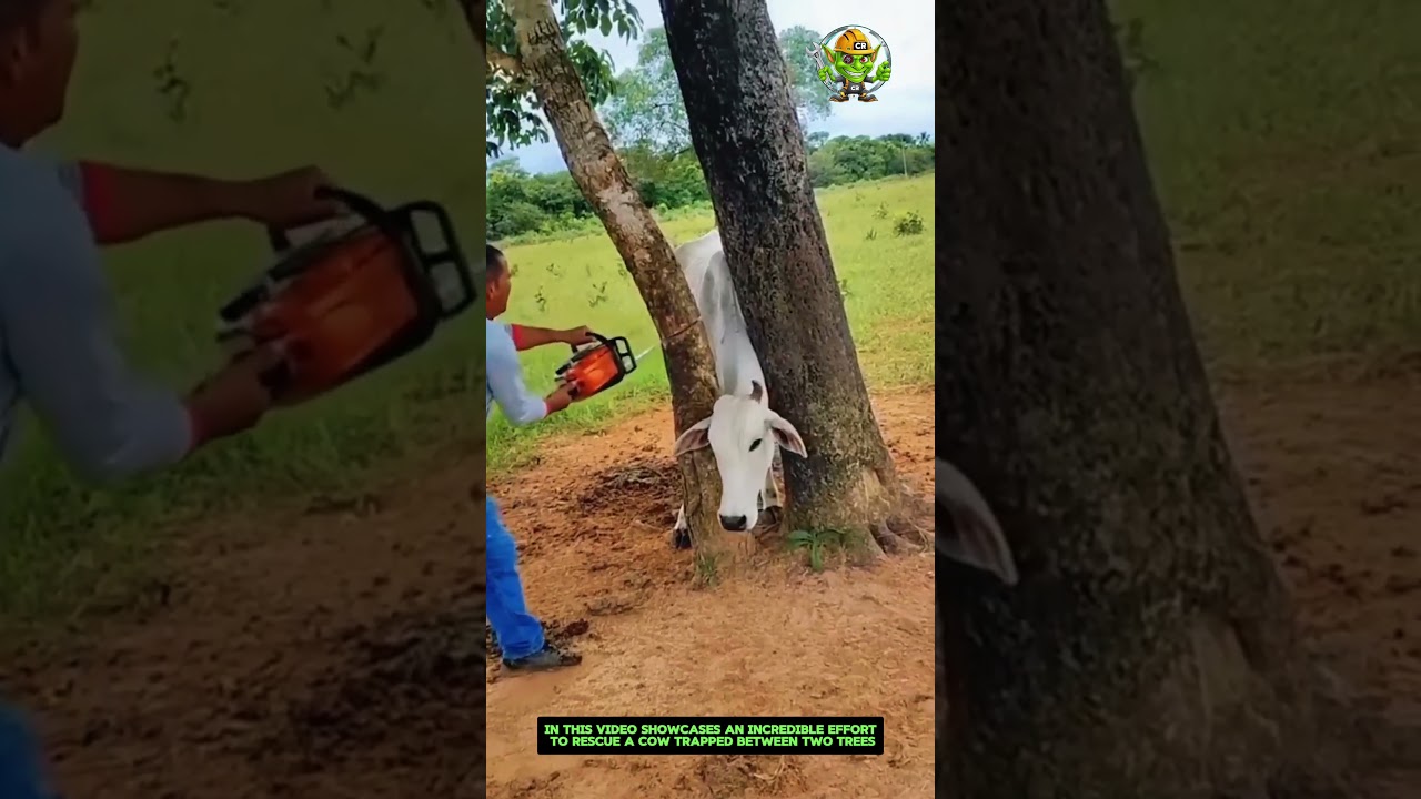 Rescuing a Trapped Cow: Cutting Down Trees to Save Cattle