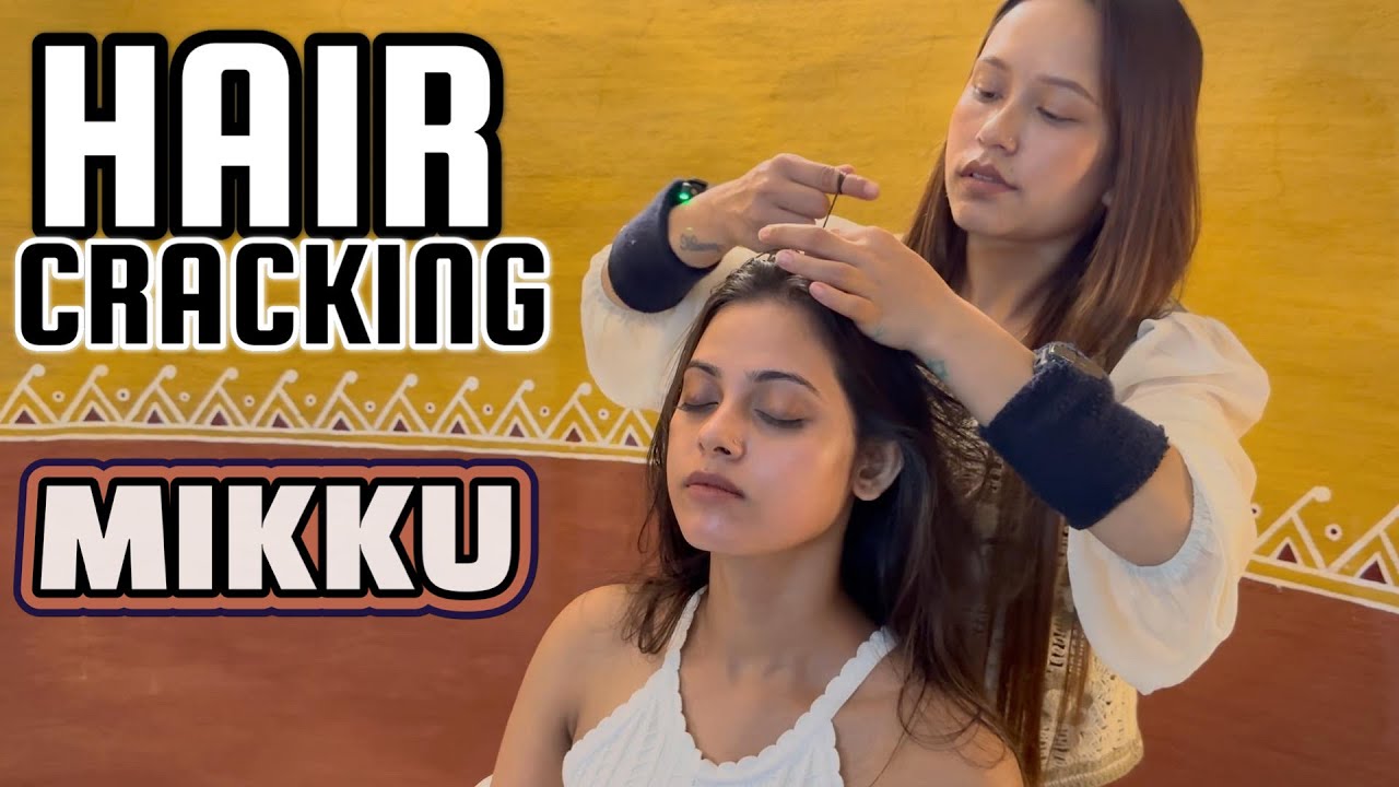 HAIR CRACKING Head Massage By Masseuse Mikku To Model Jyotsna #ASMR #Indianbarber