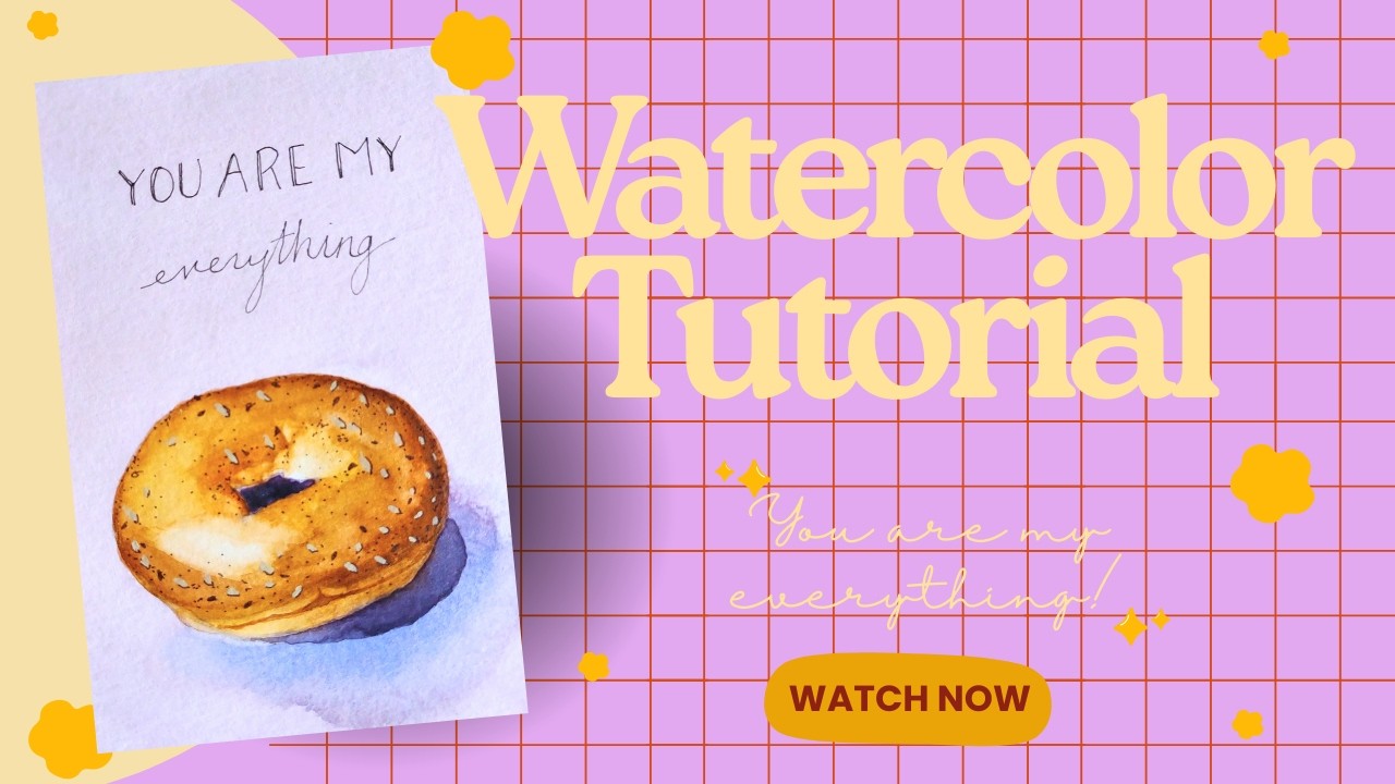 Easy to paint Everything Bagel watercolor card tutorial 