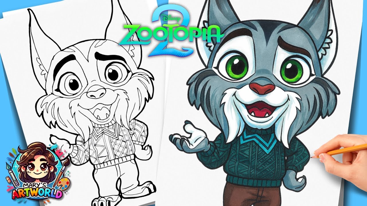 How to Draw Cute Pawbert Lynxley | Zootopia 2 Drawing Tutorial