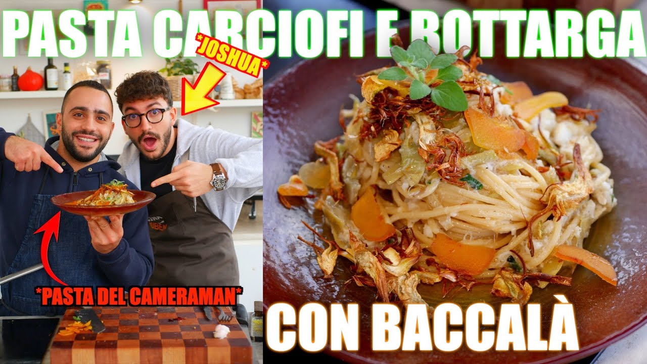 CUCINO CON IL CAMERAMAN😱: Pasta carciofi e bottarga con baccalà😋