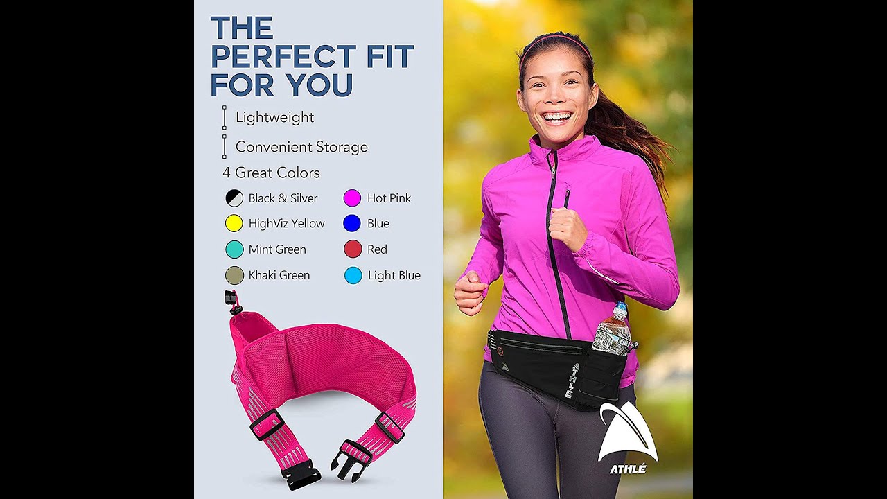 Athle Sport Running Belt with Vertical Bottle Pocket | Athl&eacute; Running Fanny Pack with Water Bottle