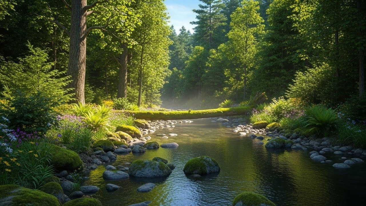 Tranquil River in Forest 🌲🌊 Relaxing Nature Ambience for Focus and Serenity #2554