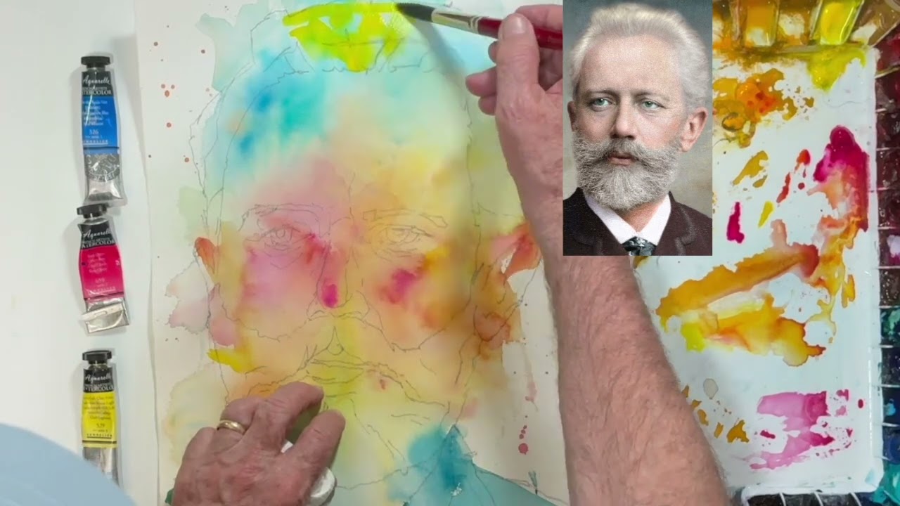 Color rogue watercolor portrait. (Part 1)