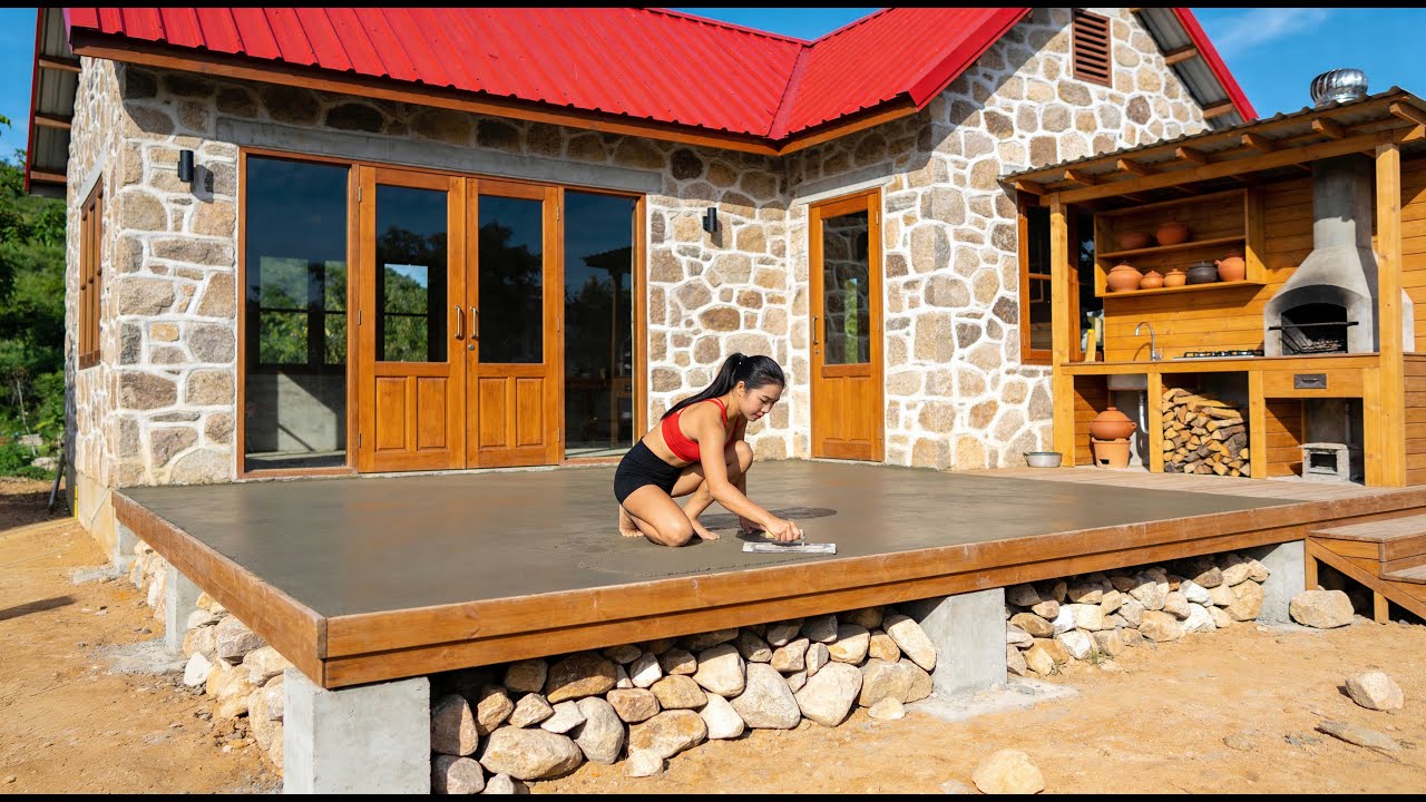 24時間 石柱キャビンで行う 木材ストリップ床施工技術 | 24 Hours Wood Flooring Technique Using Strips in a Stone Pillar Cabin
