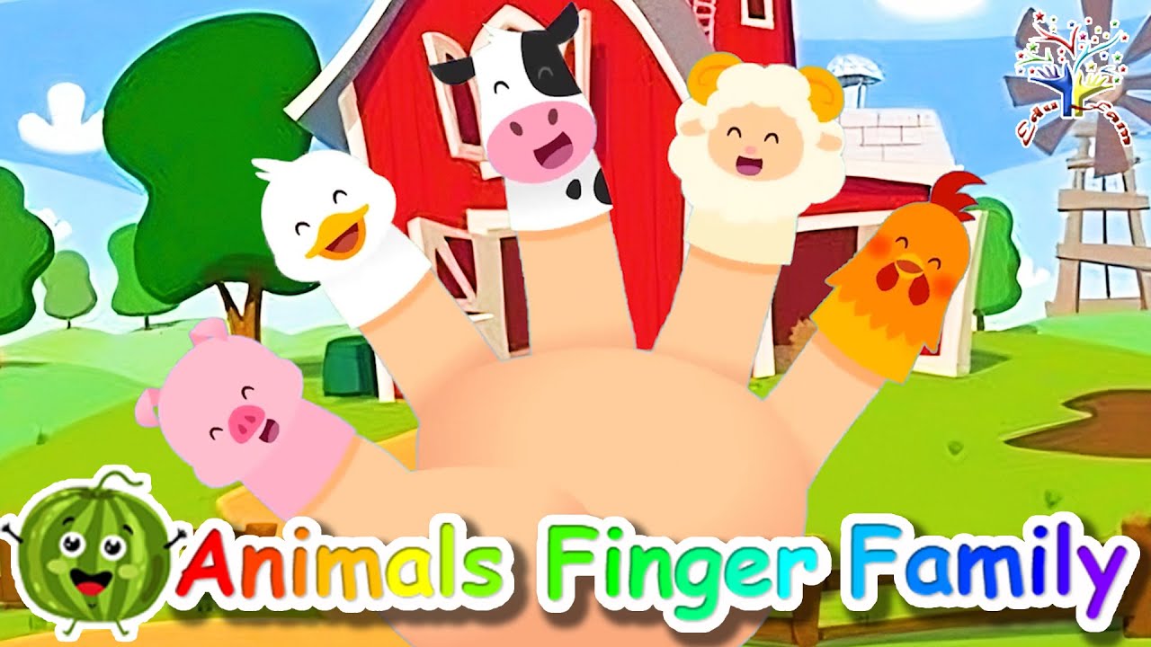 Farm Animals Finger Family AF1 || Kids Songs and Nursery Rhymes || EduFam Kids Dance and Sing ~