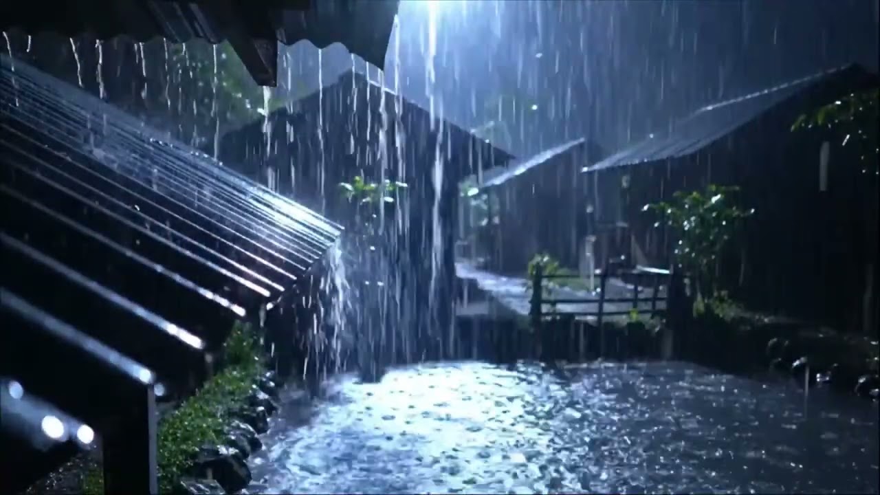 Rain Drumming on Tin Roof ASMR at Night | Cozy Storm Ambience for Deep Sleep and Relaxation
