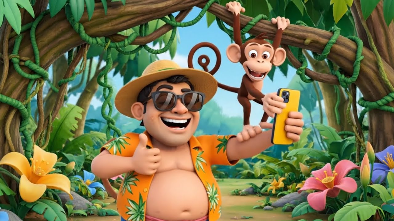 My New Jungle Friend! Isne Mera Phone Chura Liya || Jungle Mein Selfie Le Gaya Bandar || #cartoon 