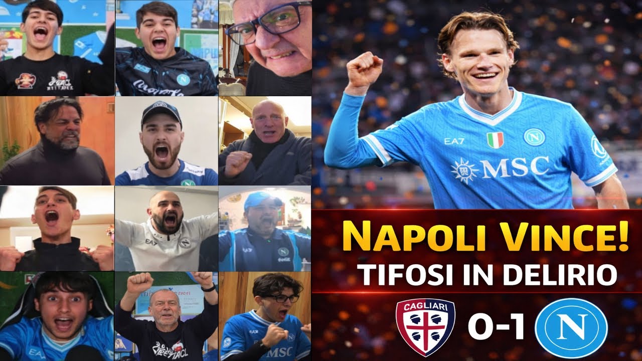 Reazioni felici dei tifosi del Napoli dopo CAGLIARI 0-1 NAPOLI | Serie A G30