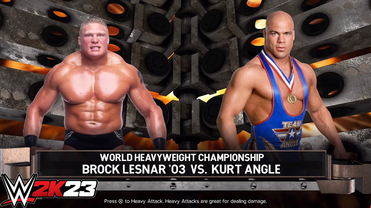WWE 2K23 - Brock Lesnar Vs Kurt Angle | World Heavyweight Championship  PS5 [4K]