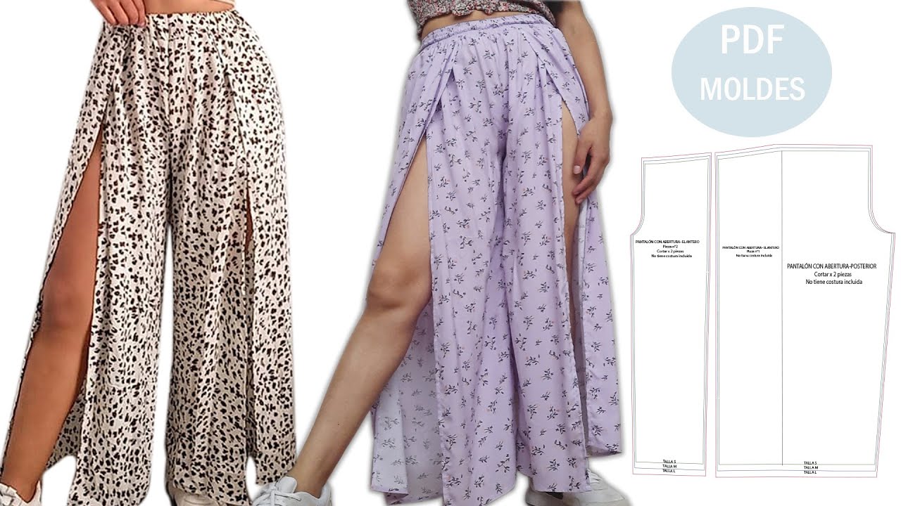 DIY COSTURA: PANTALÓN PALAZO CON ABERTURA  (PATRONES Y MOLDES GRATIS)