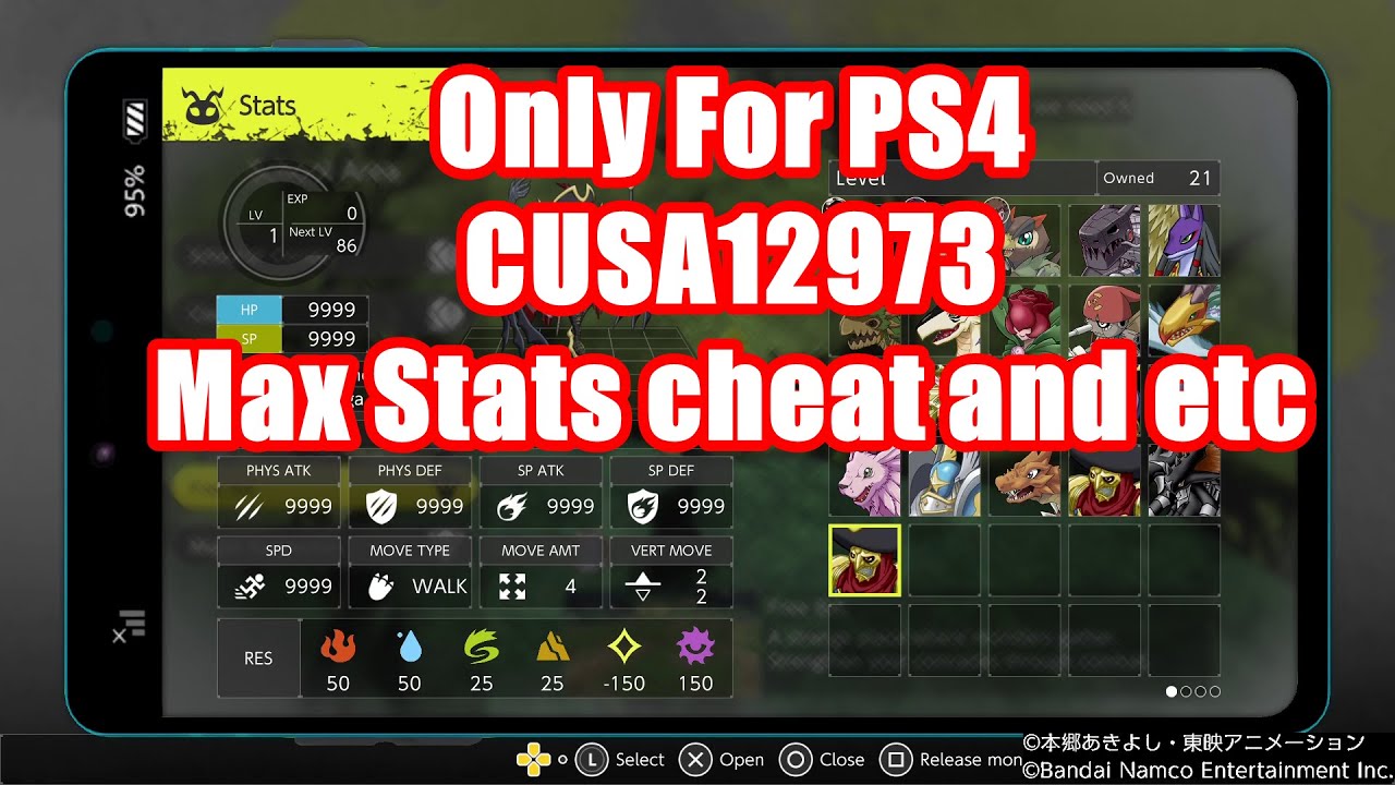 PS4 Digimon Survive Max Stats, Affinity, Karma, Digimon Field Guide Cheats (savewizard required)
