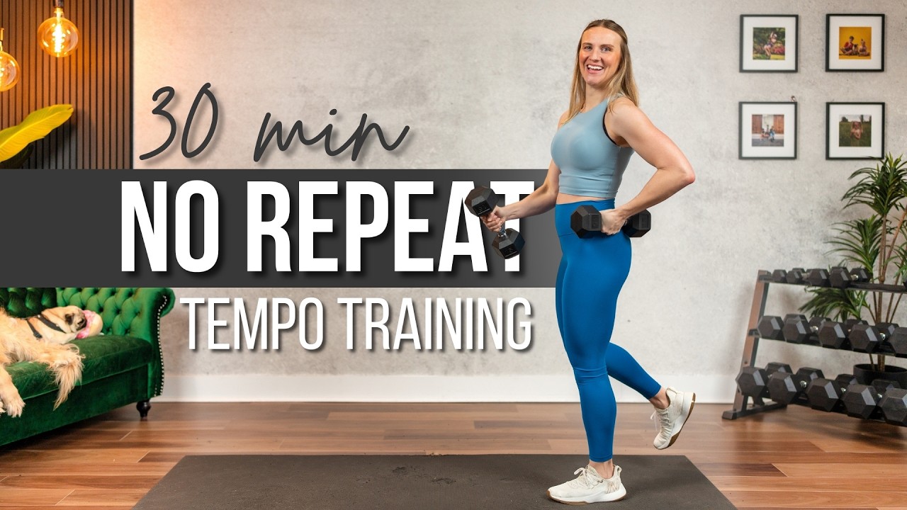 30 min. NO REPEAT TEMPO TRAINING Full Body and Abs Superset Strength Training