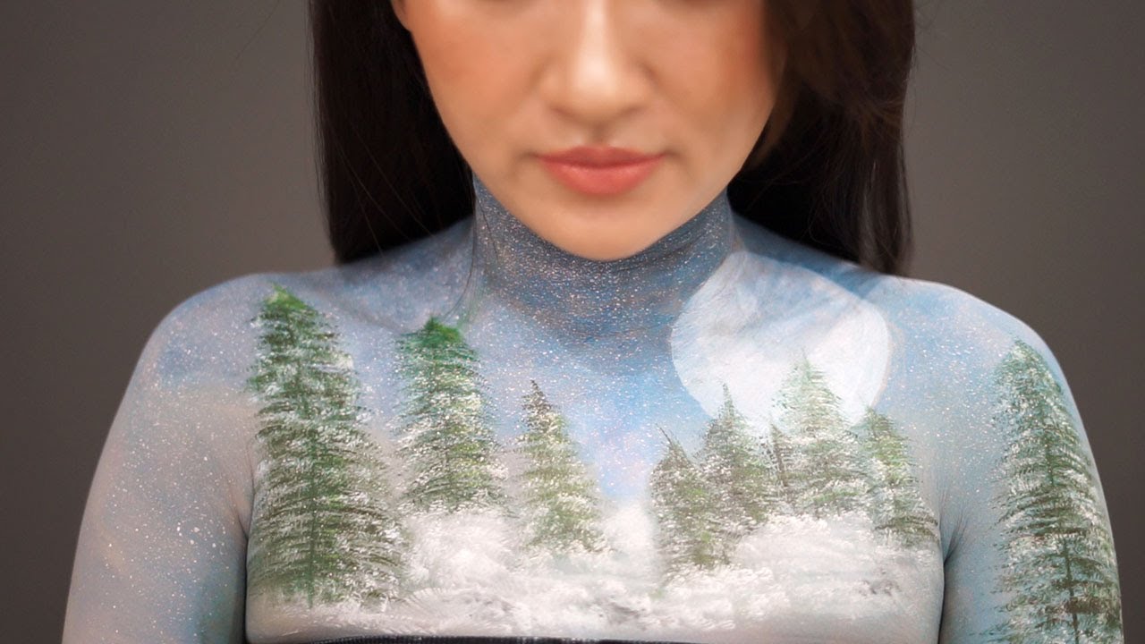 HOLIDAY MAKEUP LOOK | Snow tree body painting