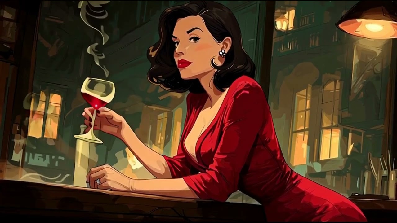 Soft Jazz Café with Warm Night Ambience