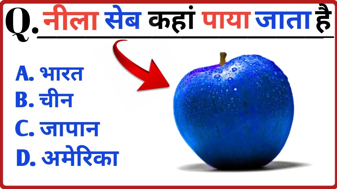 Gk questions || gk questions and answers || gk in Hindi || नीला सेब कहां पाया जाता है || gk
