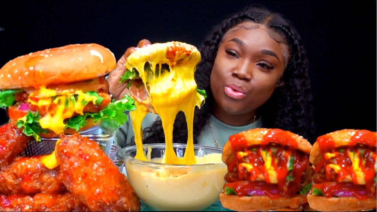 JUICY CHEESY BURGER MUKBANG | BURGER MUKBANG | CHICKEN BURGER MUKBANG| STRECHY CHESSE MUKBANG
