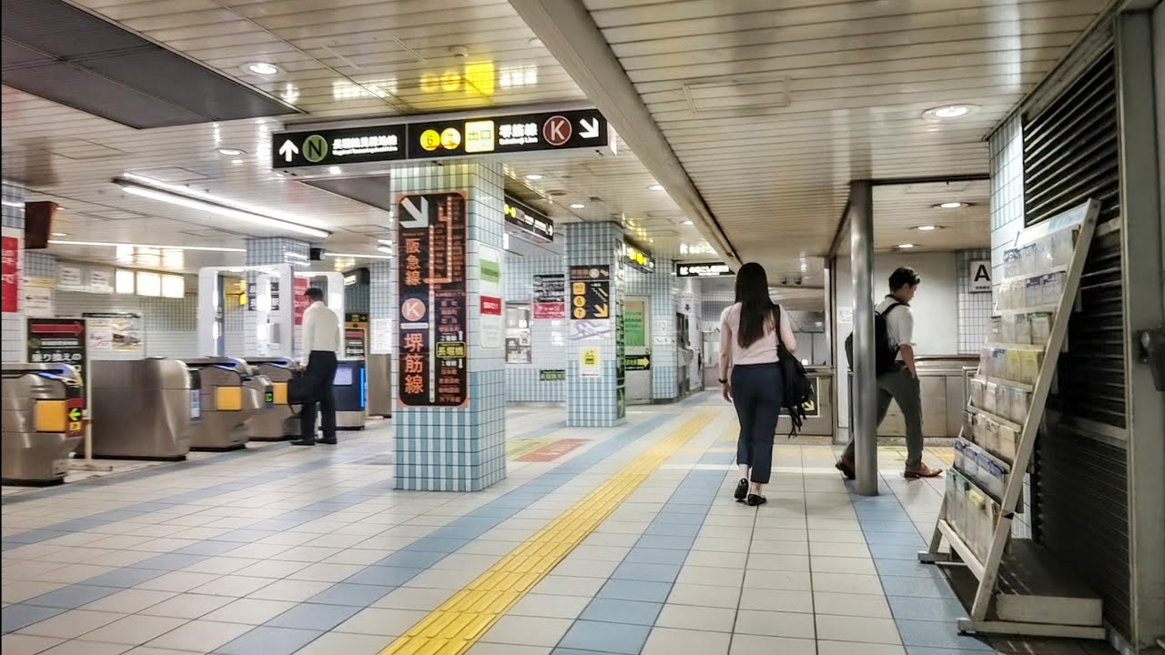 《乗り換え》長堀橋駅、大阪メトロ長堀鶴見緑地線から堺筋線へ。 Nagahoribashi