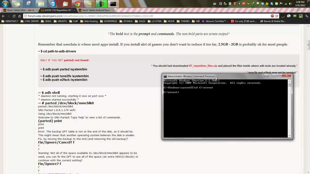 [HOW-TO] Recreate/Repartition media & userdata back to stock in the Nook Tablet