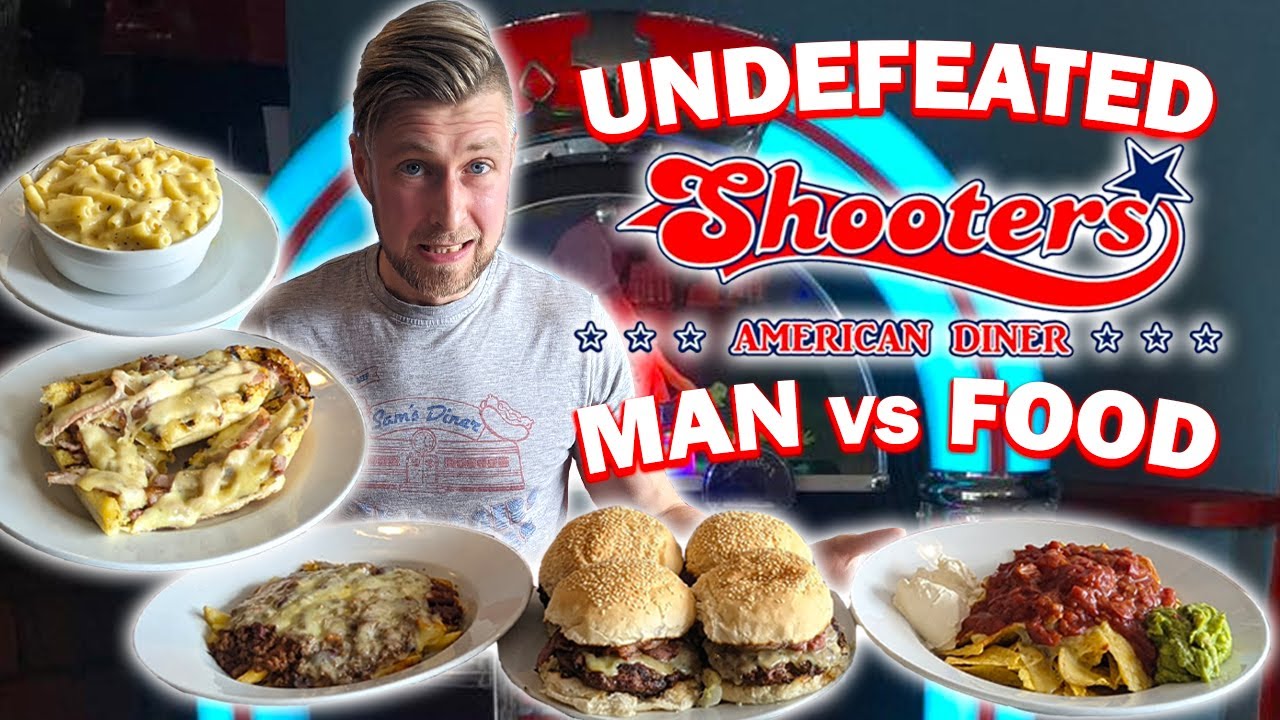 NEW + UNDEFEATED MAN vs FOOD SHOOTERS AMERICAN DINER CHALLENGE in 30 MINUTES??