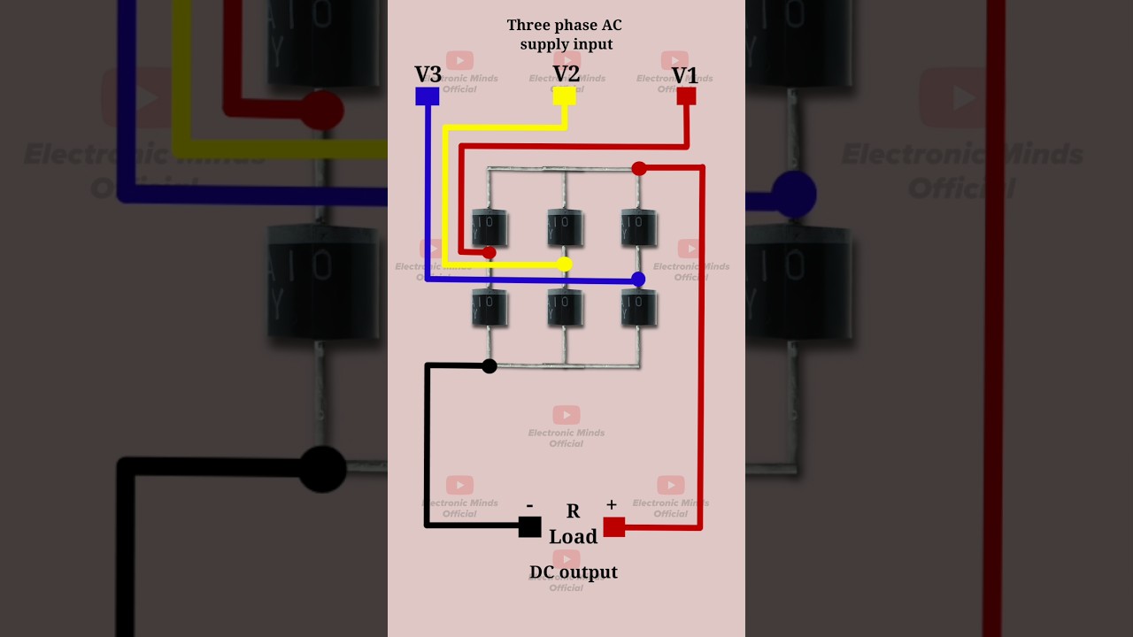 Three Phase Bridge Rectifier Circuit | Three Phase Rectifier Using 6 Diodes #electronic