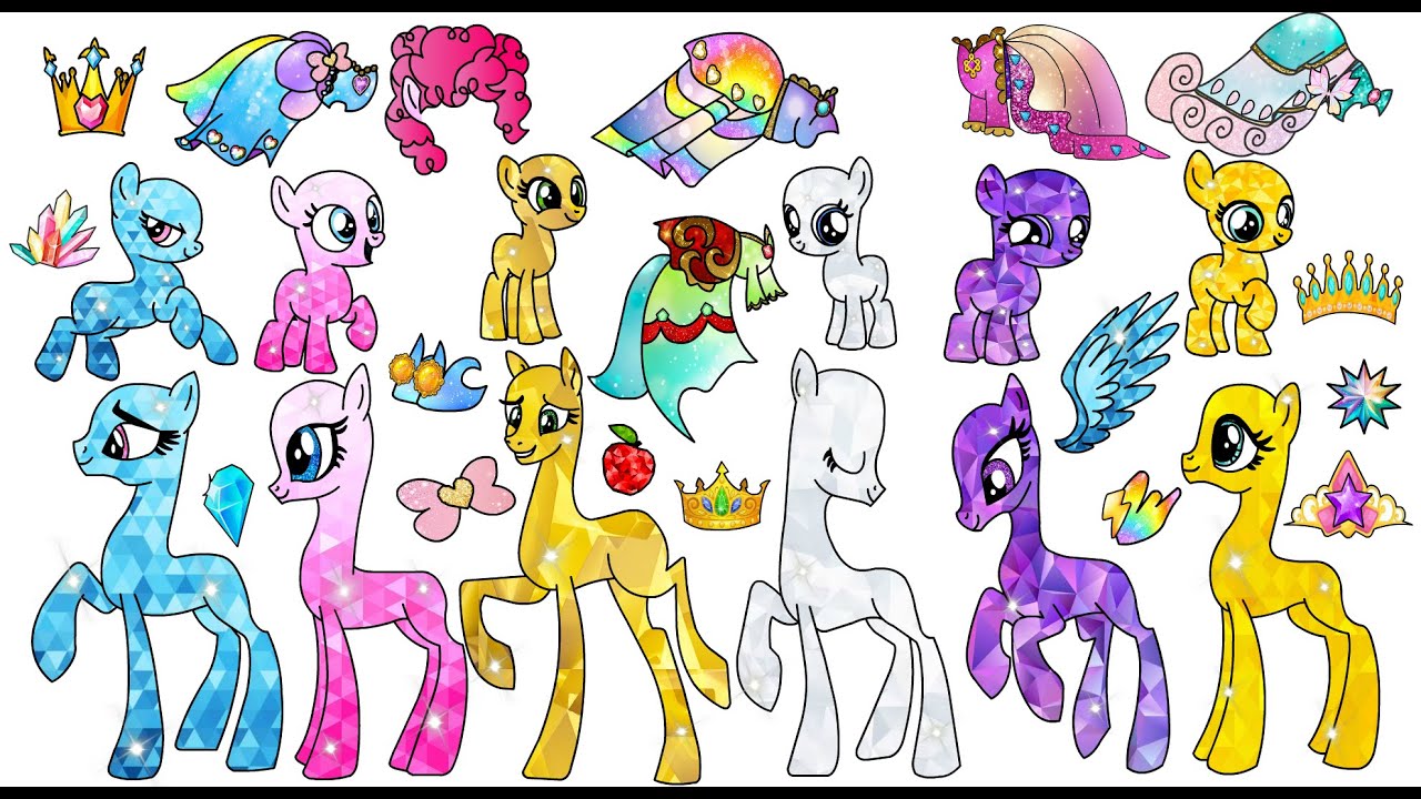 My little pony as Princeses mane 6 Poor gets rich blind bags - crystal  alicorns  paper Dolls