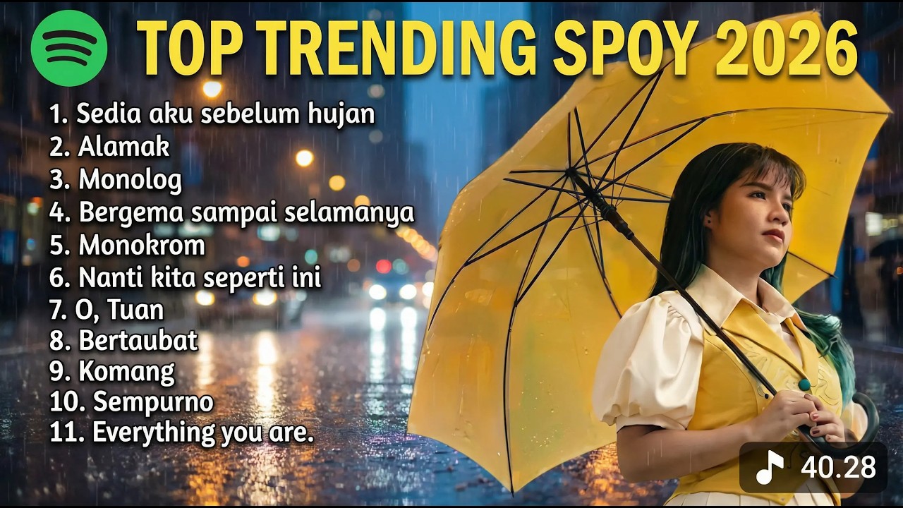 Kumpulan lagu Top Trending Spotify Indonesia 2026 cocok untuk santai dan teman bekerja #playlist