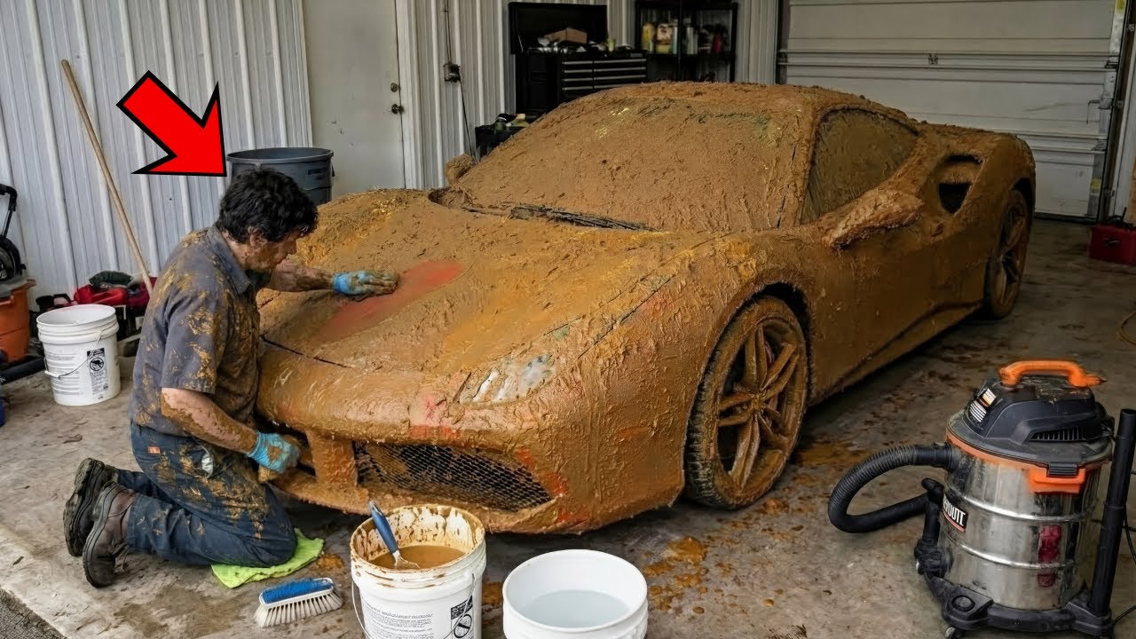 Extreme Deep Cleaning a Flooded $700 Ferrari 488 Spider 2015 (Full Restoration)